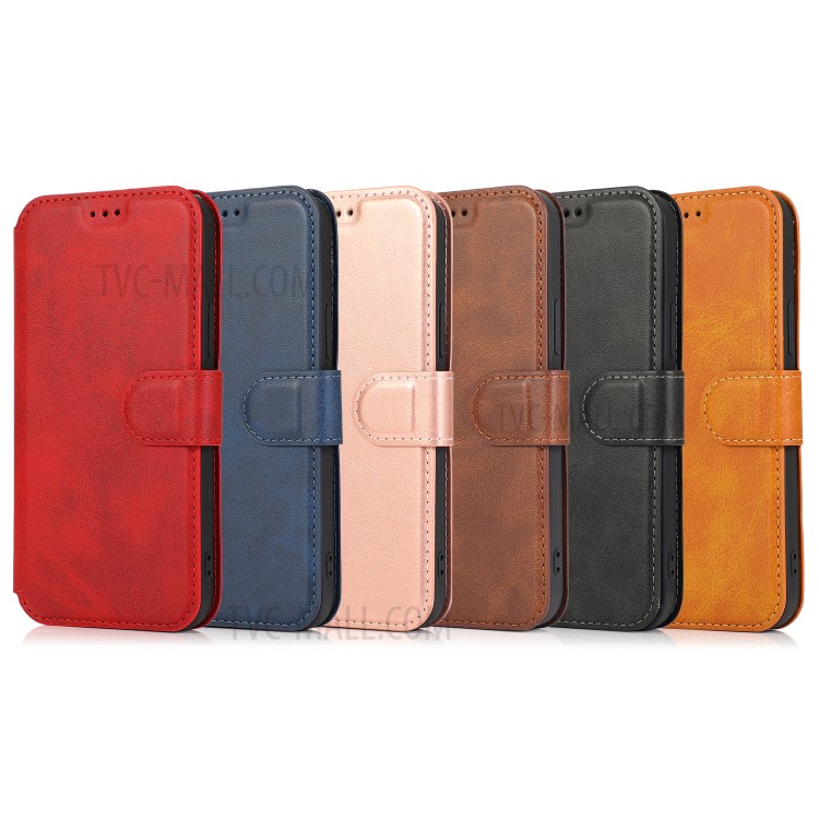 Retro Style Leather Wallet Stand Phone Case Cover for iPhone 12 Pro Max 6.7-inch - Black-7