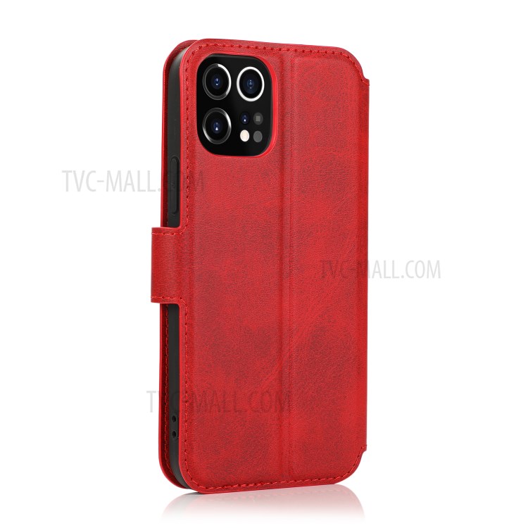 Retro Style Leather Wallet Stand Phone Case Cover for iPhone 12 Pro Max 6.7-inch - Red-3