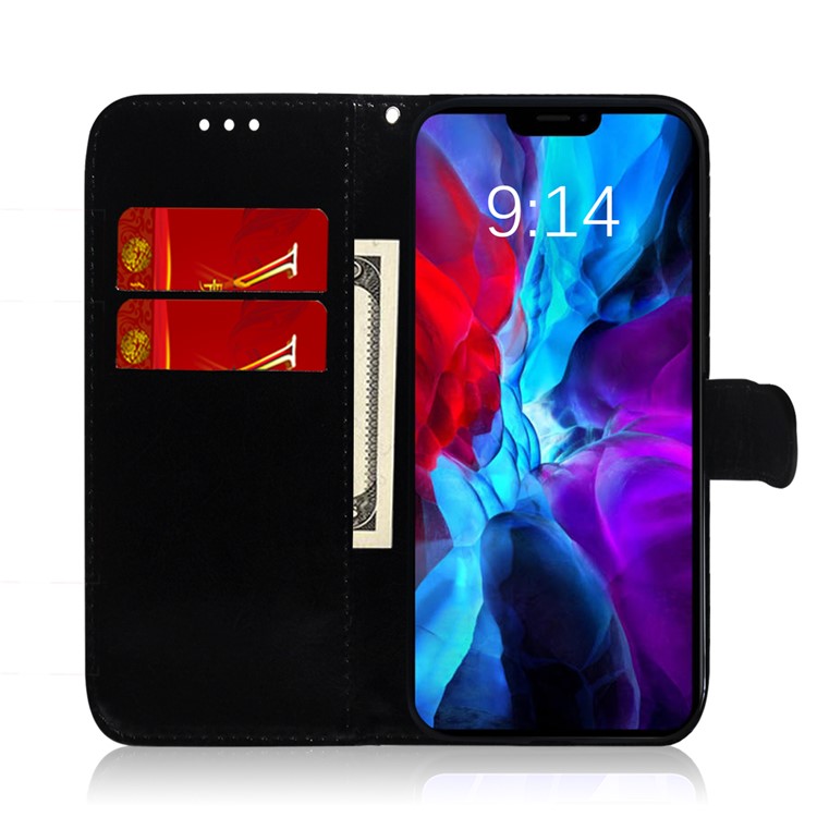 Mirror-like Skin Leather Cover with Strap for iPhone 12 Max/12 Pro 6.1 inch - Black-9