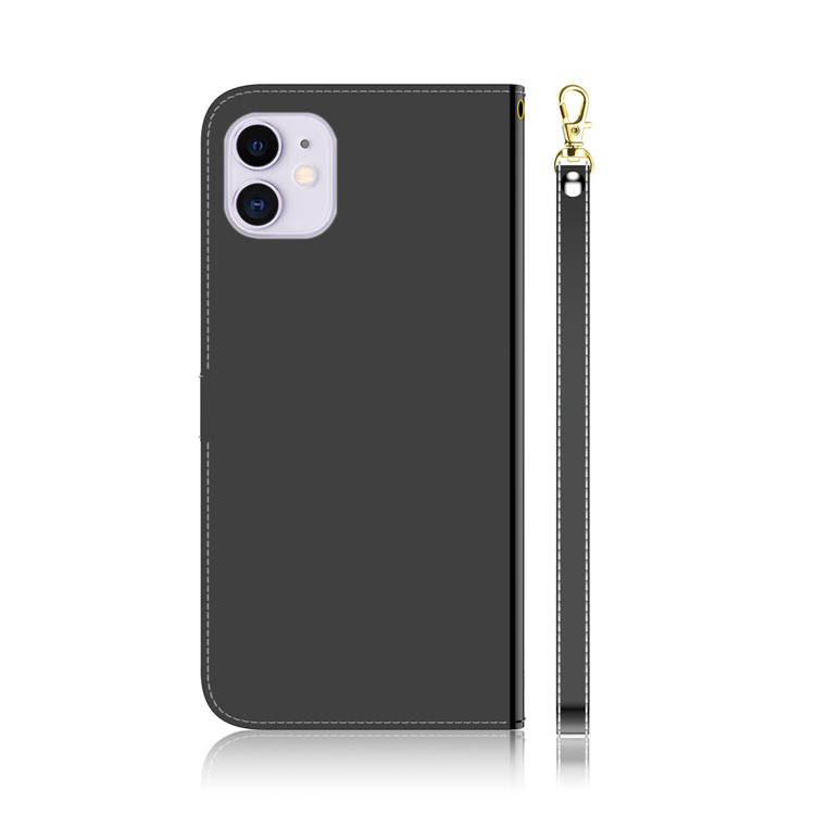 Mirror Surface Leather with Wallet Case for iPhone 12 5.4 inch - Black-3