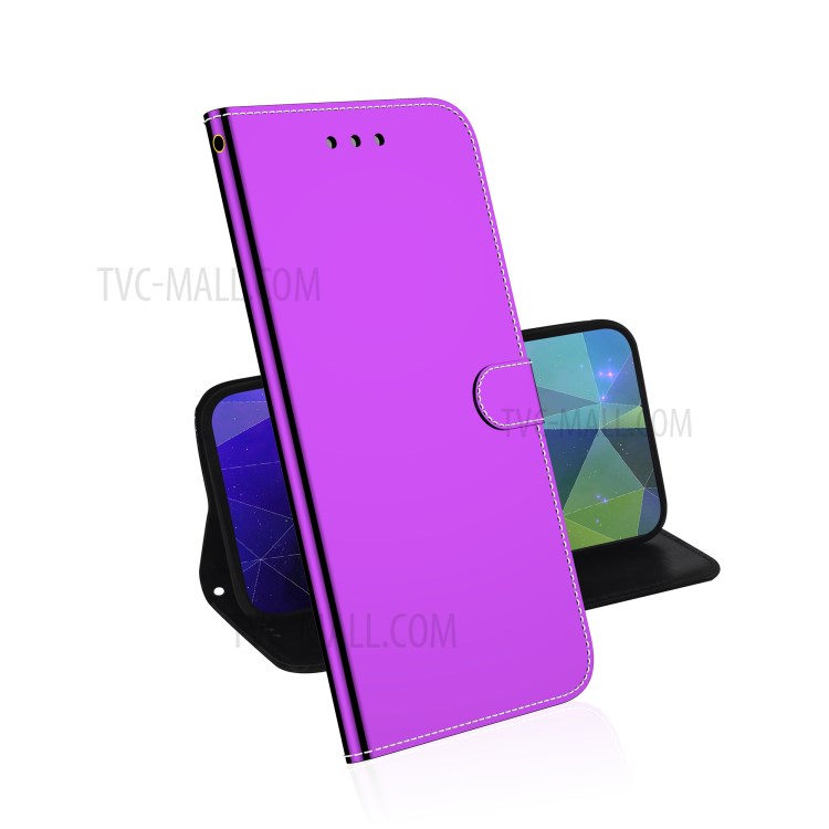 Mirror Surface Leather with Wallet Case for iPhone 12 mini - Purple-7