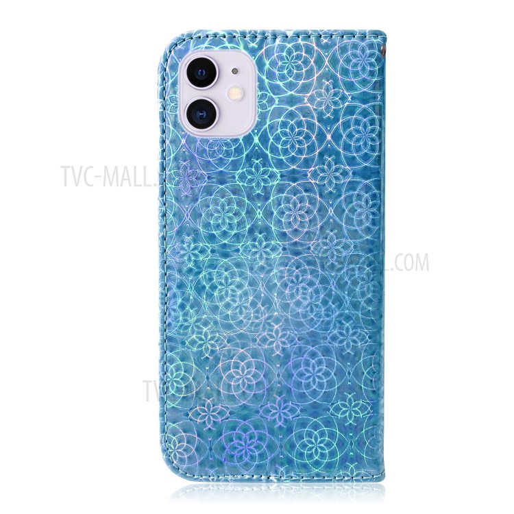 Flower Pattern Wallet Leather Case for iPhone 12 Max/12 Pro 6.1 inch - Blue-3