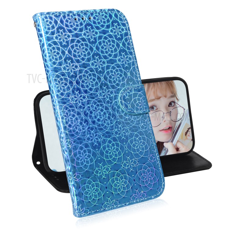 Flower Pattern Wallet Leather Case for iPhone 12 Max/12 Pro 6.1 inch - Blue-7