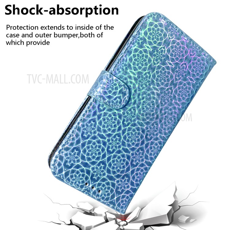 Flower Pattern Leather Stand Cover for iPhone 12 Pro Max 6.7 inch - Blue-5