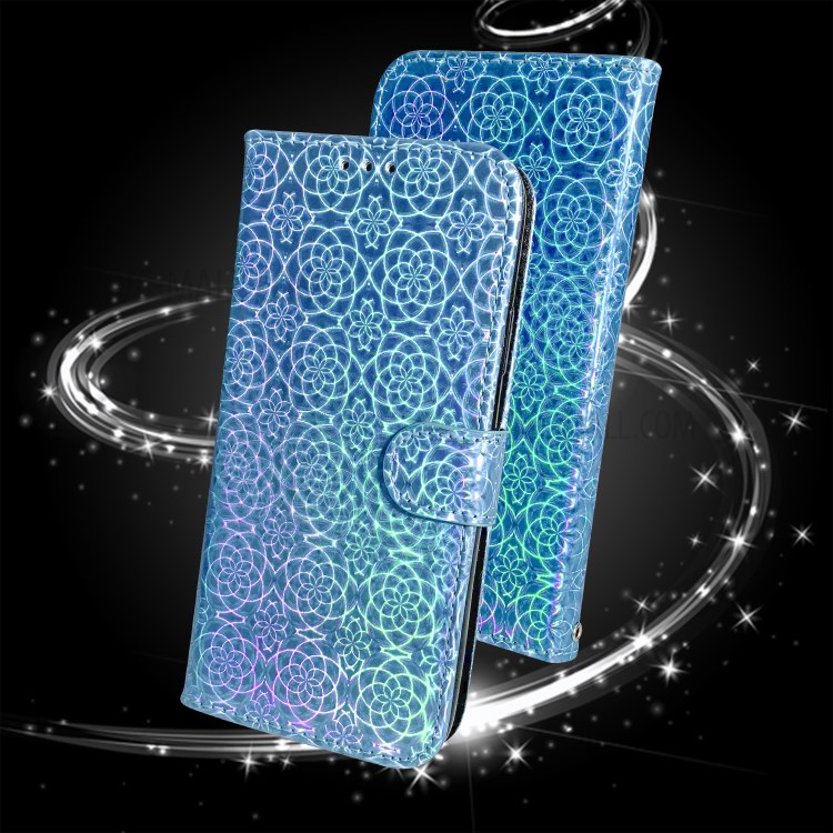 Flower Pattern Leather Stand Cover for iPhone 12 Pro Max 6.7 inch - Blue-9