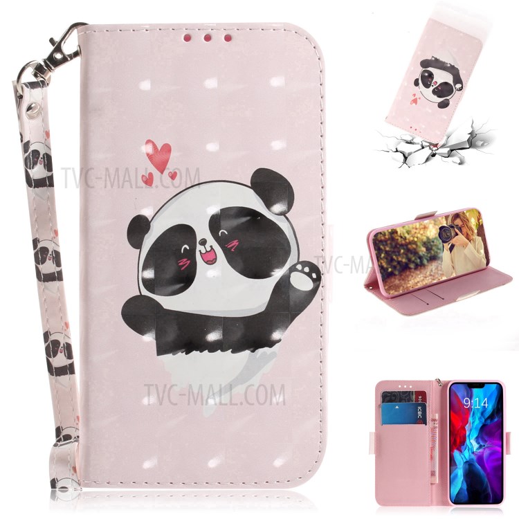 Light Spot Decor Pattern Printing Wallet Leather Cover Stylish Phone Case for iPhone 12 mini - Cute Panda-1