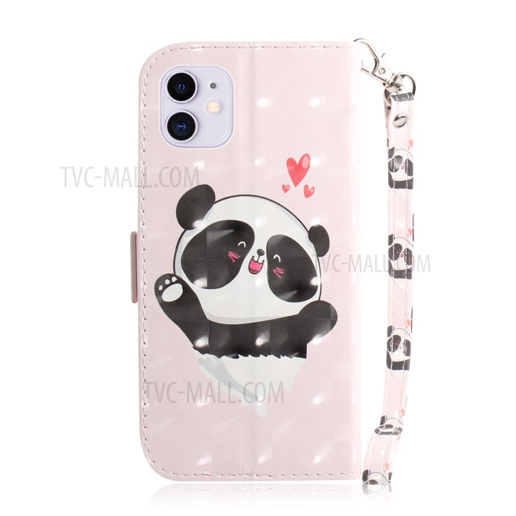 Light Spot Decor Pattern Printing Wallet Leather Cover Stylish Phone Case for iPhone 12 mini - Cute Panda-3