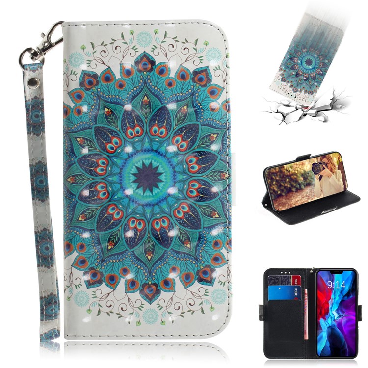 Light Spot Decor Stylish Printing Wallet Case Stand Leather Cover for iPhone 12 Max/Pro 6.1 inch - Flower-1