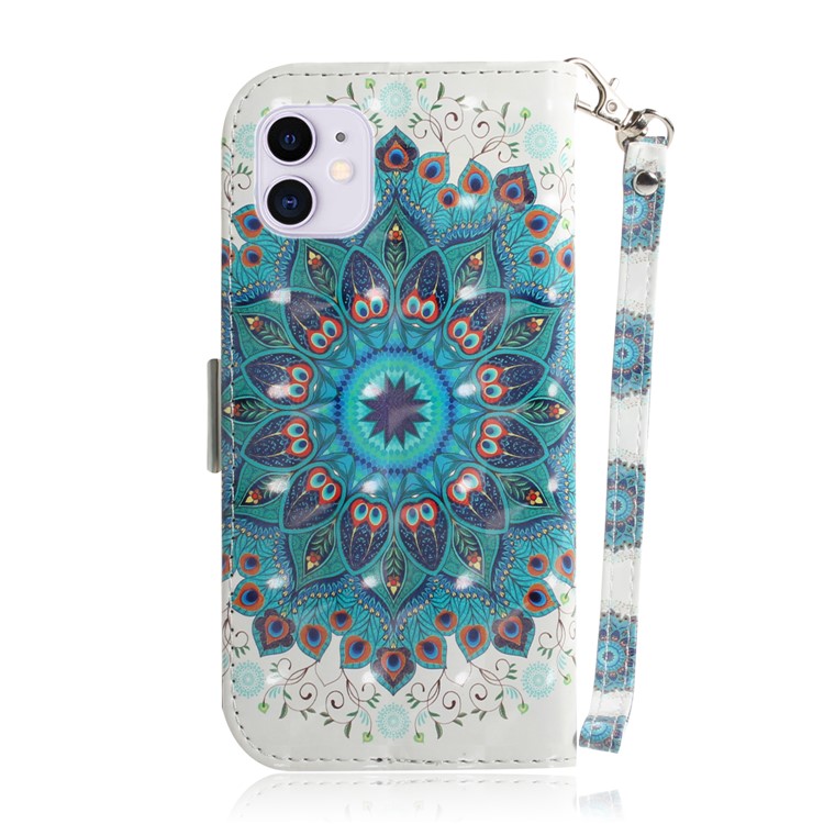 Light Spot Decor Stylish Printing Wallet Case Stand Leather Cover for iPhone 12 Max/Pro 6.1 inch - Flower-3