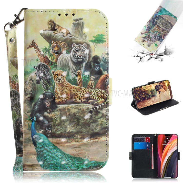 Light Spot Decor Pattern Printing Leather Shell for iPhone 12 Pro Max 6.7 inch - Animals-1