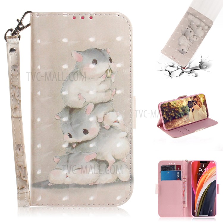 Light Spot Decor Pattern Printing Leather Shell for iPhone 12 Pro Max 6.7 inch - Hamsters-1