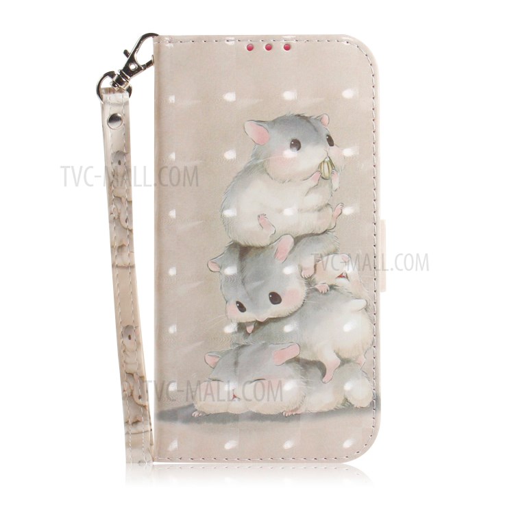 Light Spot Decor Pattern Printing Leather Shell for iPhone 12 Pro Max 6.7 inch - Hamsters-2