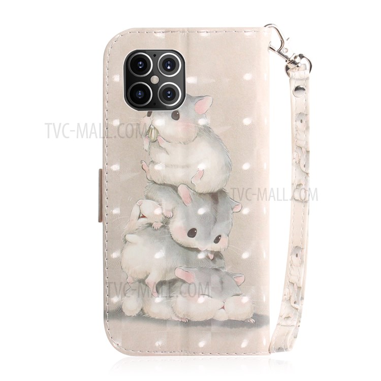 Light Spot Decor Pattern Printing Leather Shell for iPhone 12 Pro Max 6.7 inch - Hamsters-3