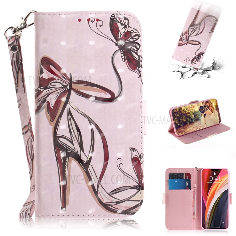 Light Spot Decor Pattern Printing Leather Shell for iPhone 12 Pro Max 6.7 inch - High Heel Sandal-1