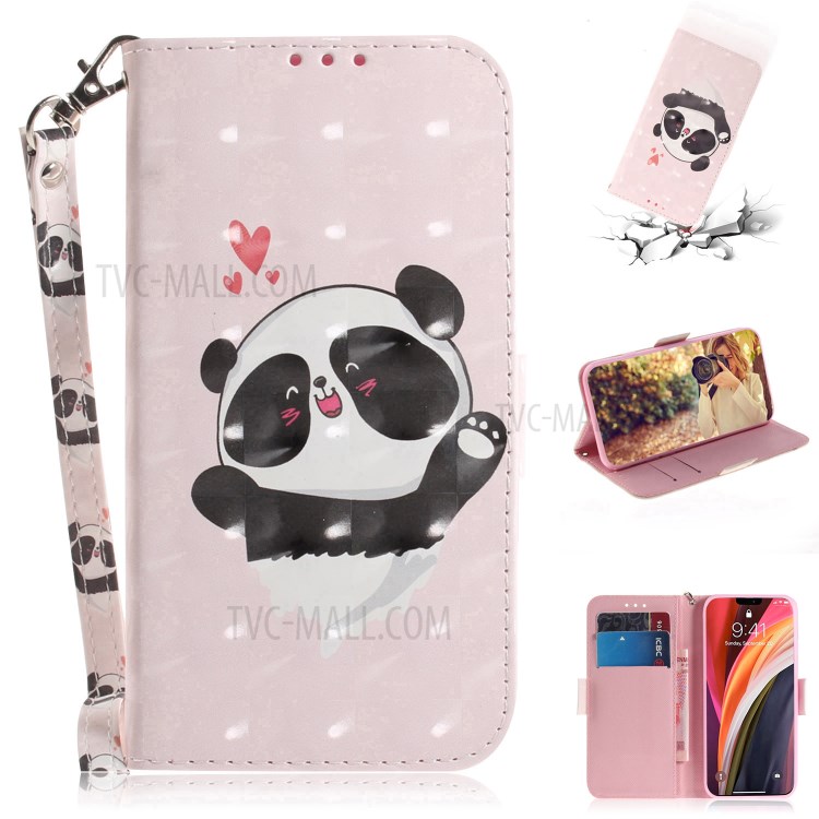 Light Spot Decor Pattern Printing Leather Shell for iPhone 12 Pro Max 6.7 inch - Lovely Panda-1