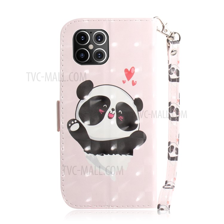 Light Spot Decor Pattern Printing Leather Shell for iPhone 12 Pro Max 6.7 inch - Lovely Panda-3
