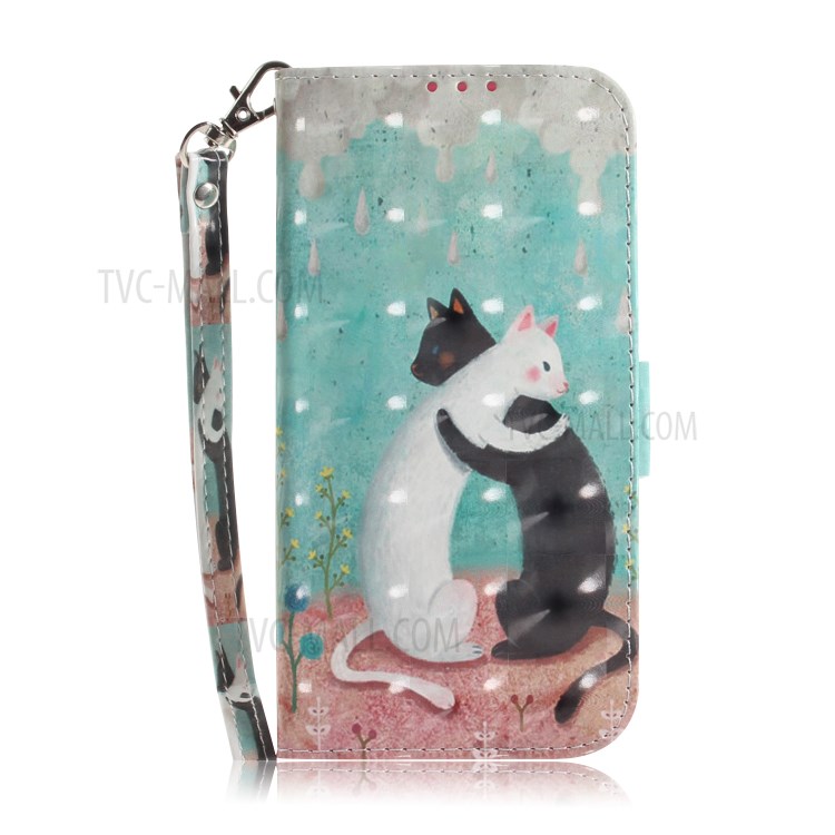 Light Spot Decor Pattern Printing Leather Shell for iPhone 12 Pro Max 6.7 inch - Hugging Cats-2