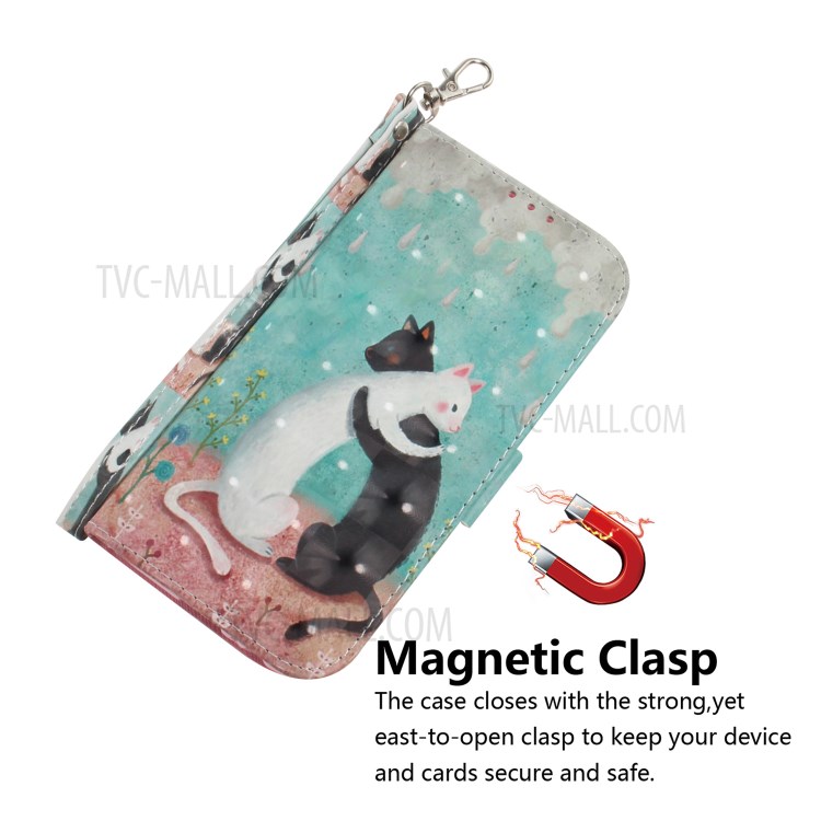 Light Spot Decor Pattern Printing Leather Shell for iPhone 12 Pro Max 6.7 inch - Hugging Cats-4