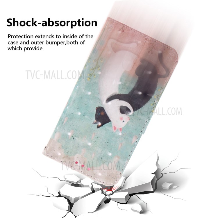 Light Spot Decor Pattern Printing Leather Shell for iPhone 12 Pro Max 6.7 inch - Hugging Cats-5