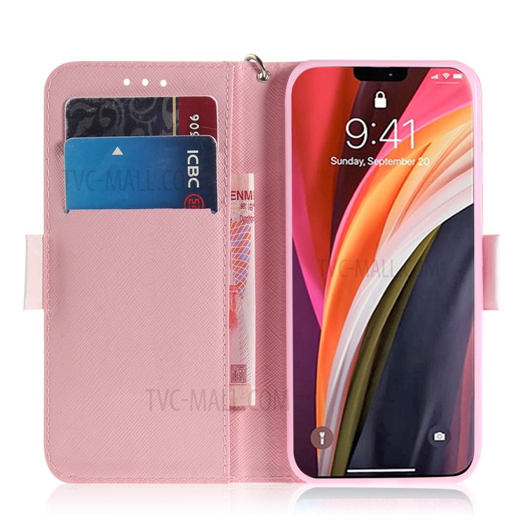 Light Spot Decor Pattern Printing Leather Shell for iPhone 12 Pro Max 6.7 inch - Hugging Cats-7