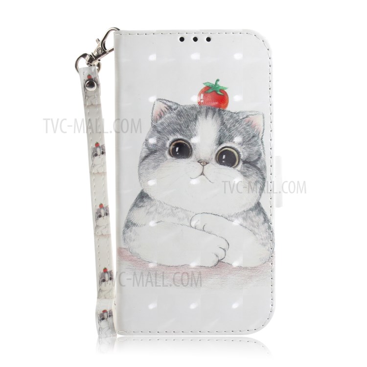 Light Spot Decor Pattern Printing Leather Shell for iPhone 12 Pro Max 6.7 inch - Cute Cat-2