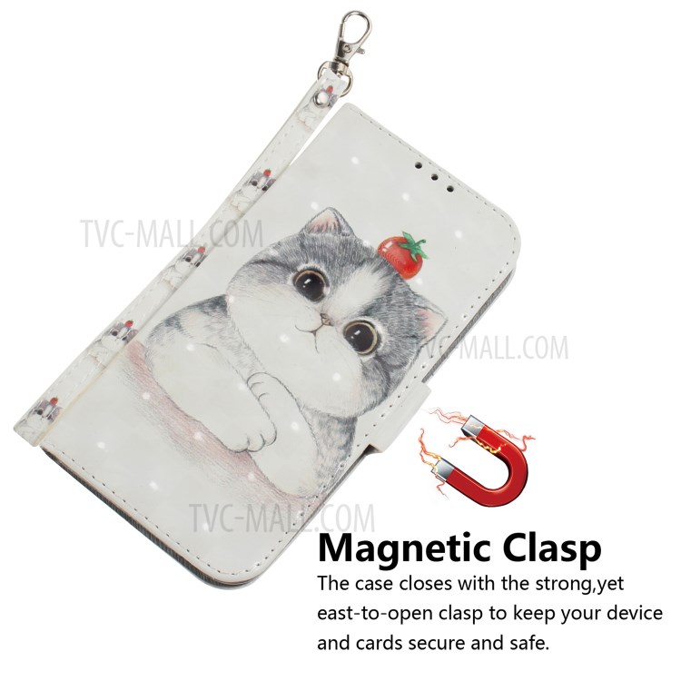 Light Spot Decor Pattern Printing Leather Shell for iPhone 12 Pro Max 6.7 inch - Cute Cat-4