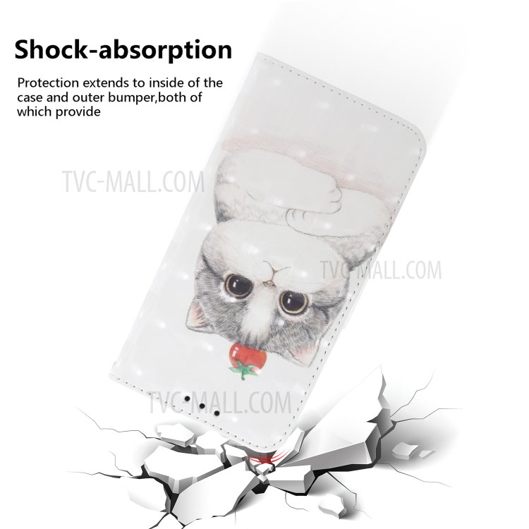 Light Spot Decor Pattern Printing Leather Shell for iPhone 12 Pro Max 6.7 inch - Cute Cat-5