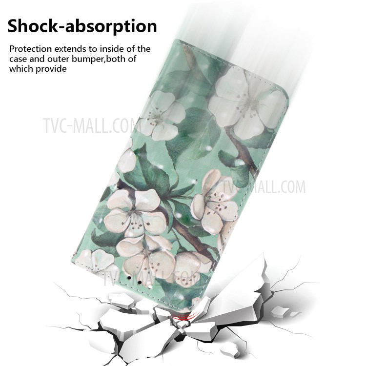 Light Spot Decor Pattern Printing Leather Shell for iPhone 12 Pro Max 6.7 inch - Pretty Flower-5