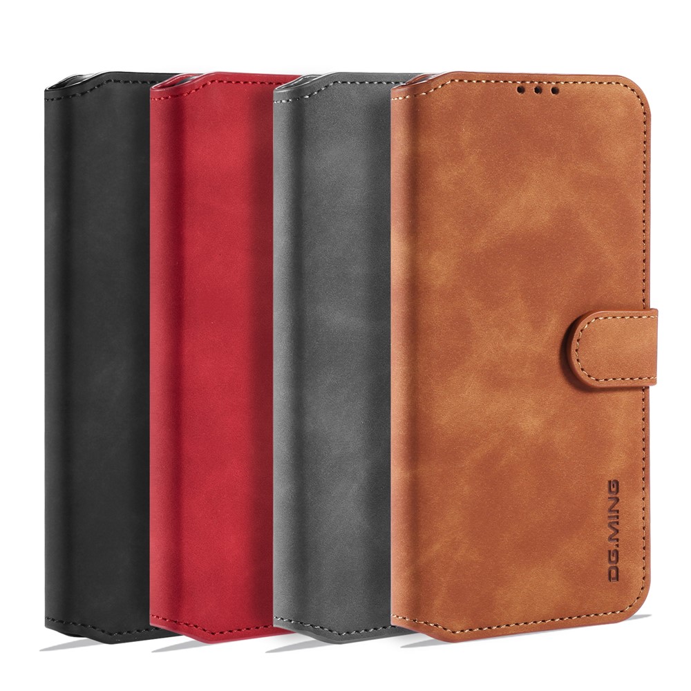 Дг. Ming Retro Style Leather Wallet Case Для Iphone 12 Mini - Черный-11