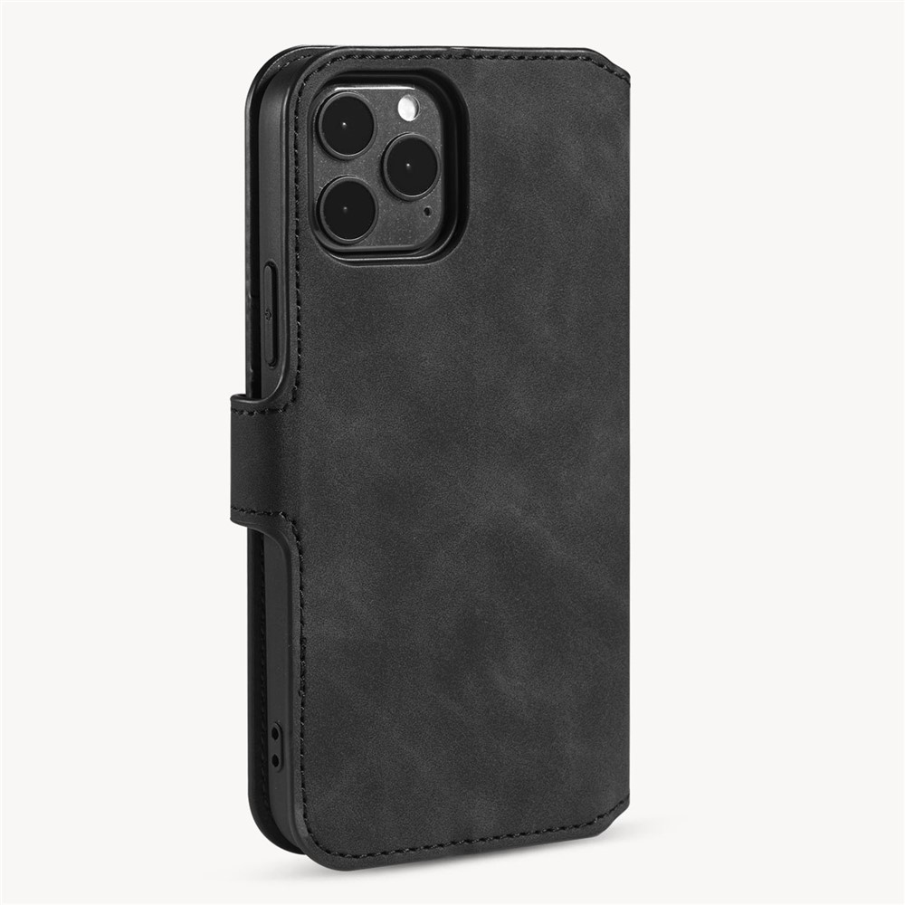 DG.MING Retro Style Leather Wallet Stand Case for iPhone 12 Pro Max 6.7 inch - Black-3