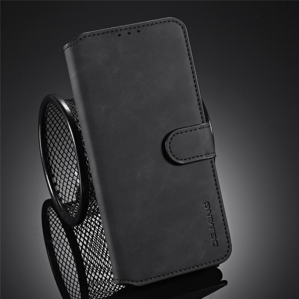 DG.MING Retro Style Leather Wallet Stand Case for iPhone 12 Pro Max 6.7 inch - Black-8