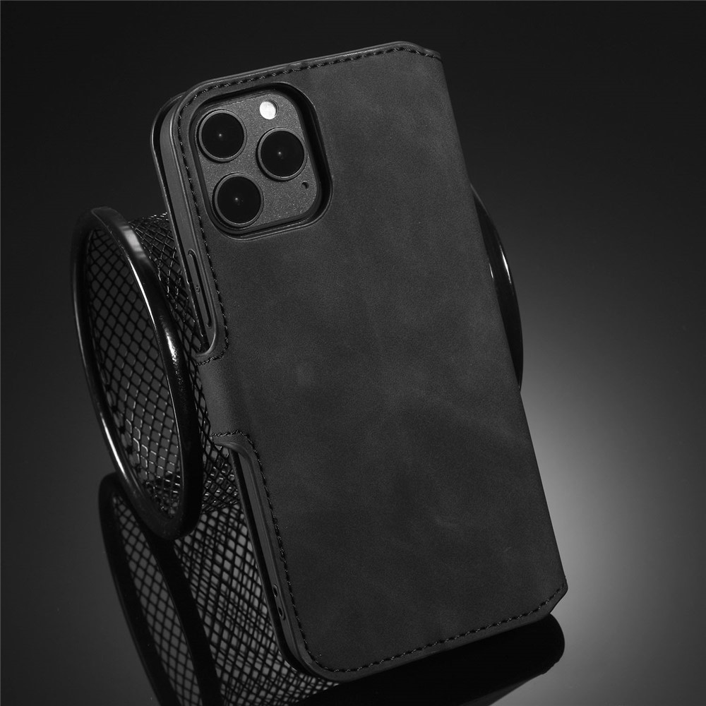 DG.MING Retro Style Leather Wallet Stand Case for iPhone 12 Pro Max 6.7 inch - Black-9