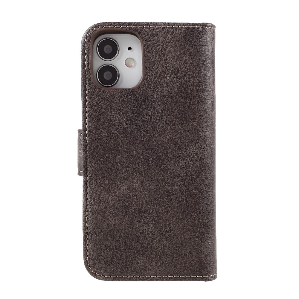 DG.MING Detachable 2-in-1 Split Leather Wallet Shell + PC Back Case for iPhone 12 mini - Grey-3