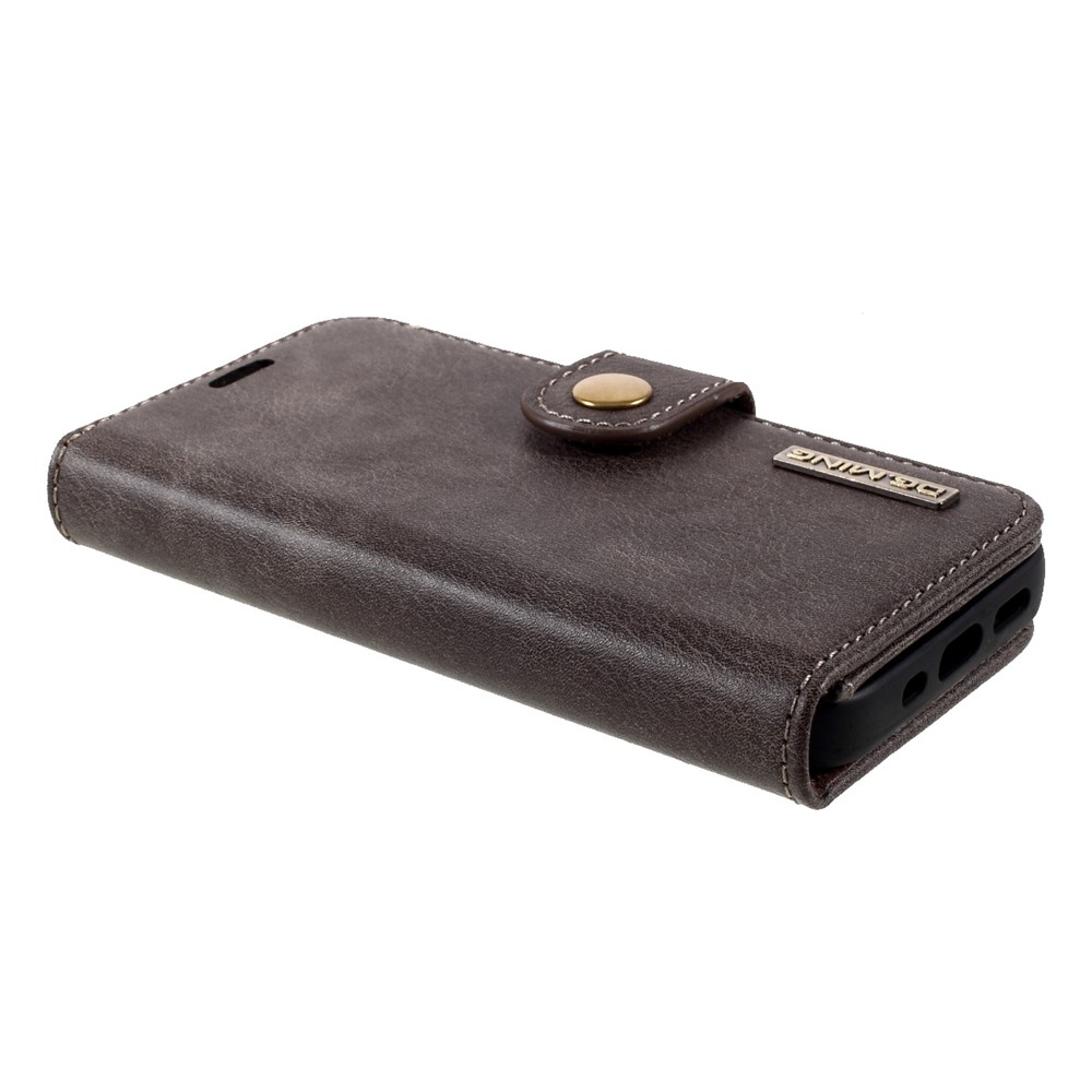 DG.MING Detachable 2-in-1 Split Leather Wallet Shell + PC Back Case for iPhone 12 mini - Grey-6