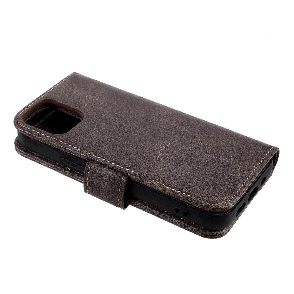 DG.MING Detachable 2-in-1 Split Leather Wallet Shell + PC Back Case for iPhone 12 mini - Grey-8