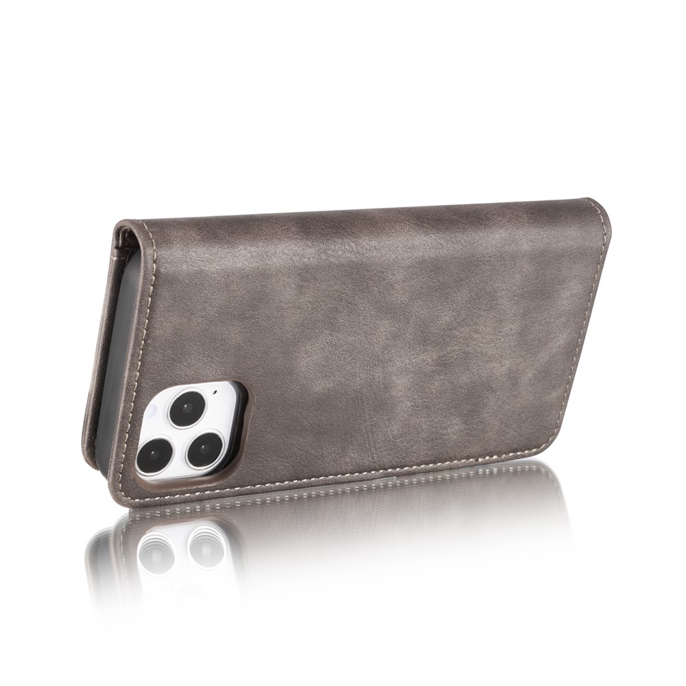 DG.MING Detachable 2-in-1 Split Leather Wallet Shell + PC Back Shell for iPhone 12 Pro Max 6.7 inch - Grey-6