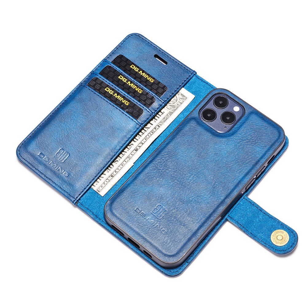 Dg. Ming Détachable 2-en-1 Shell de Portefeuille en Cuir Divisé 2-en-1 + Shell Back Shell Pour Iphone 12 Pro Max 6,7 Pouces - Bleu