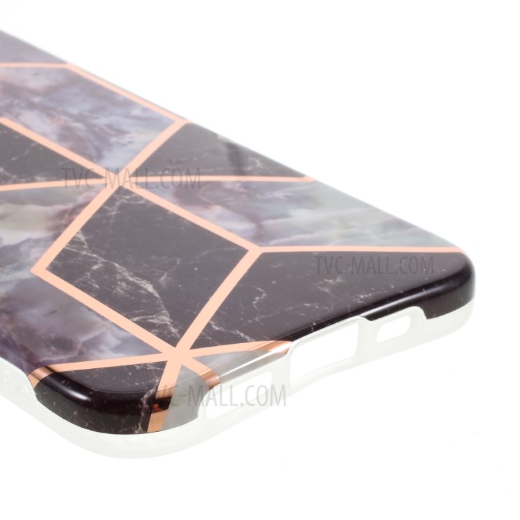 Marble Surface Electroplating Skin IMD TPU Stylish Case for iPhone 12 5.4 inch - Black/Grey-7