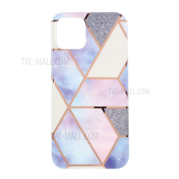Marble Surface Electroplating Skin IMD TPU Stylish Case for iPhone 12 mini - Blue/White/Silver-1