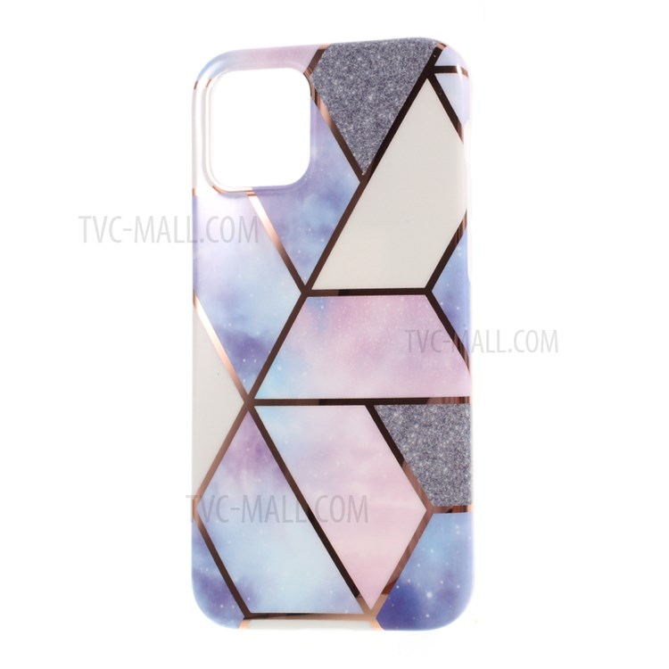 Marble Surface Electroplating Skin IMD TPU Stylish Case for iPhone 12 mini - Blue/White/Silver-2