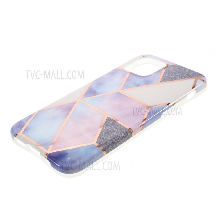 Marble Surface Electroplating Skin IMD TPU Stylish Case for iPhone 12 mini - Blue/White/Silver-4