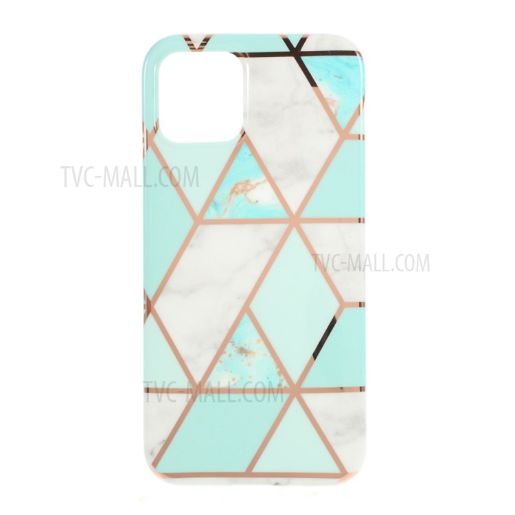 Marble Surface Electroplating Skin IMD TPU Stylish Case for iPhone 12 mini - Green/White-1