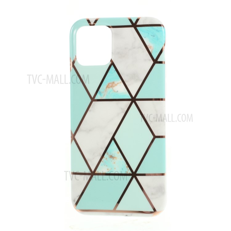 Marble Surface Electroplating Skin IMD TPU Stylish Case for iPhone 12 mini - Green/White-2