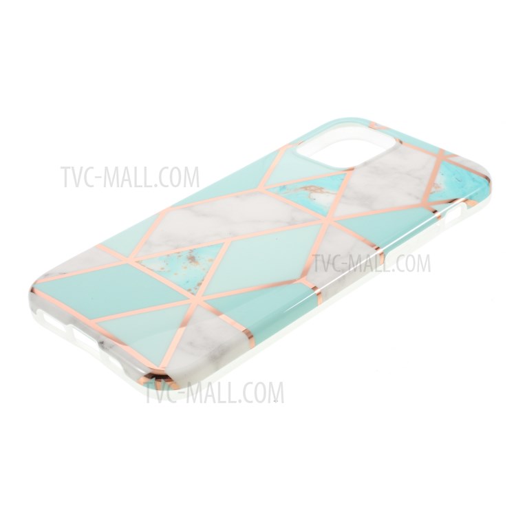 Marble Surface Electroplating Skin IMD TPU Stylish Case for iPhone 12 mini - Green/White-4