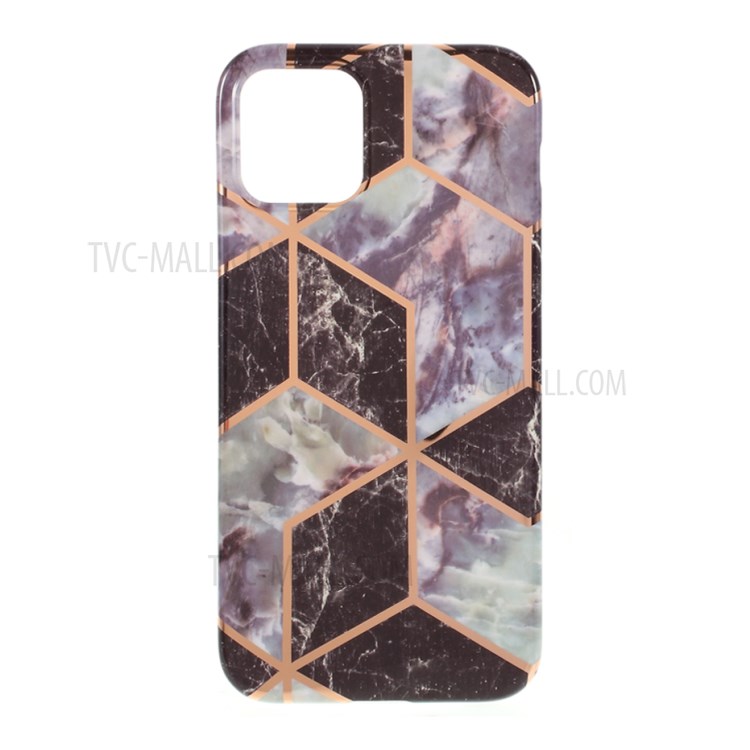 Electroplated Splicing Marble Pattern IMD TPU Case for iPhone 12 Max/12 Pro 6.1 inch - Black-1