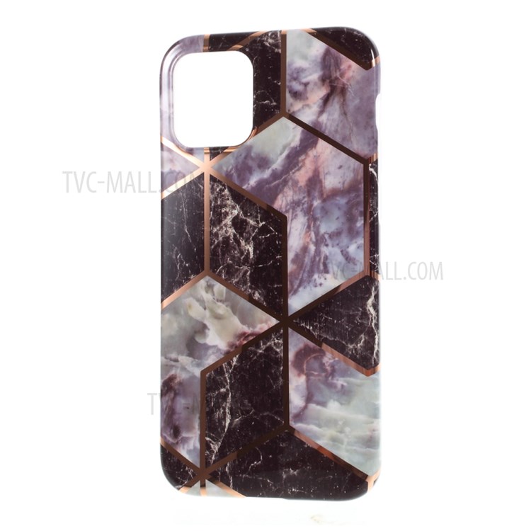 Electroplated Splicing Marble Pattern IMD TPU Case for iPhone 12 Max/12 Pro 6.1 inch - Black-2