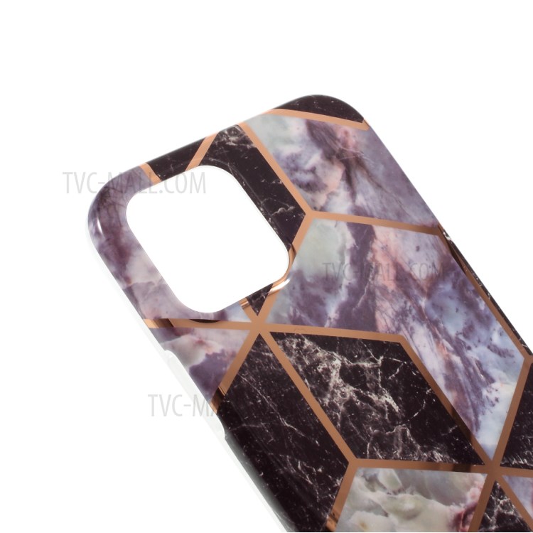 Electroplated Splicing Marble Pattern IMD TPU Case for iPhone 12 Max/12 Pro 6.1 inch - Black-4