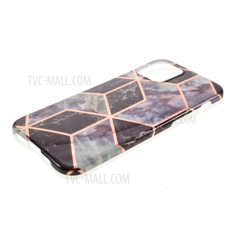 Electroplated Splicing Marble Pattern IMD TPU Case for iPhone 12 Max/12 Pro 6.1 inch - Black-5