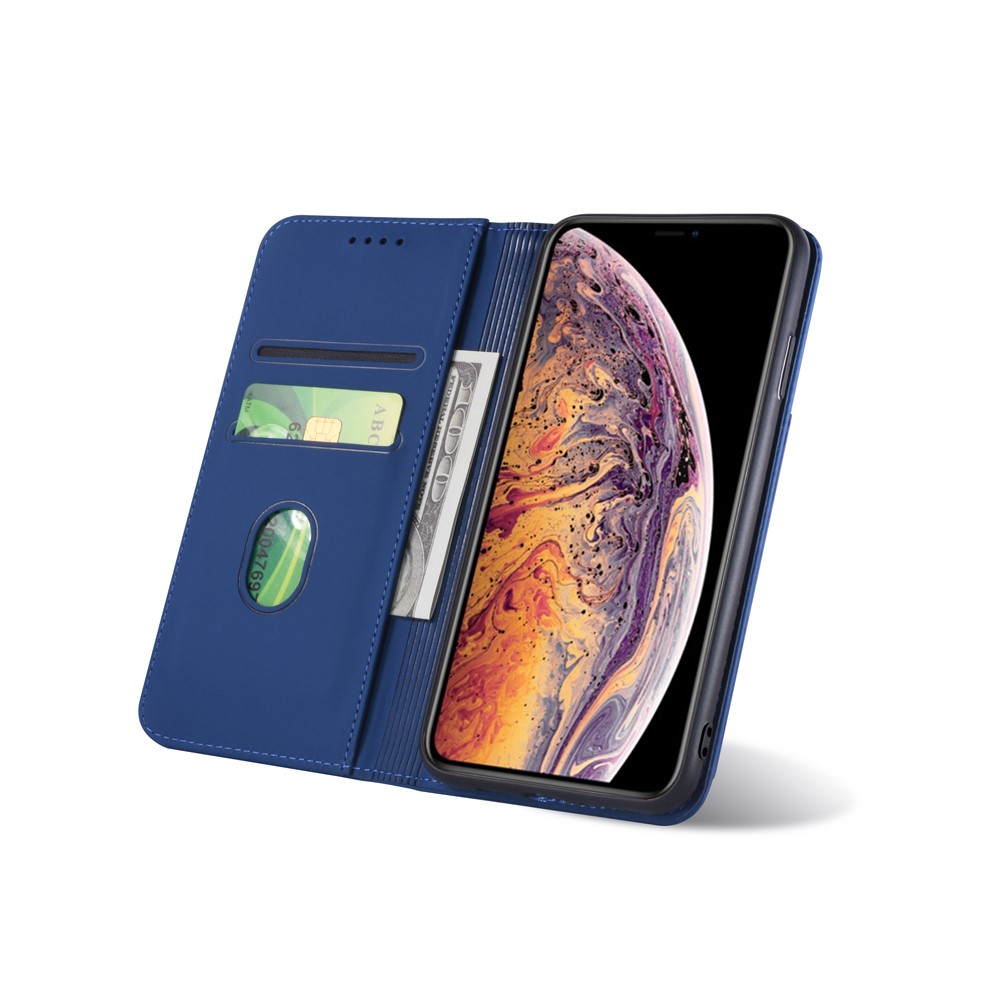 Contacto De Silicona Cubierta De Soporte De La Carpeta De Cuero Líquido Para Iphone XS Max 6,5 Pulgadas - Azul-10