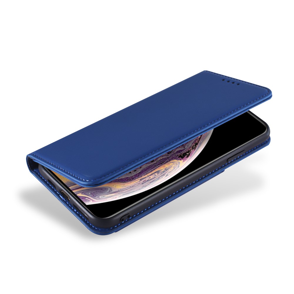 Contacto De Silicona Cubierta De Soporte De La Carpeta De Cuero Líquido Para Iphone XS Max 6,5 Pulgadas - Azul-11